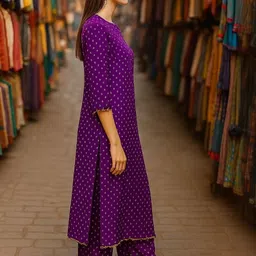 JANOI Women Ethnic Motifs Printed Regular Kurta with Palazzos image 3