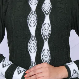 KNITZY Ethnic Motifs Self Design Pure Wool Kurta With Pyjamas image 3