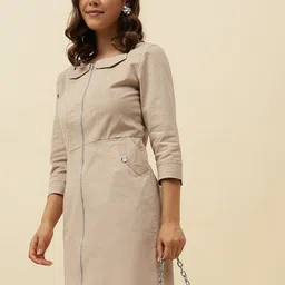 Beatnik Women Square Neck Cotton A-Line Dress image 3