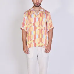 Arya Giri Men Classic Fit Abstract Printed Cuban Collar Casual Shirt-image-4