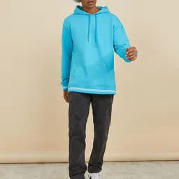 Styli Rib Tipping Hooded Boxy Cotton Sweatshirt image 5