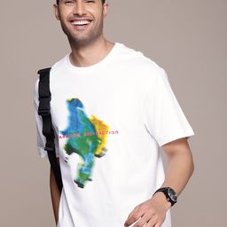 WROGN Abstract Printed Drop-Shoulder Sleeves Pure Cotton Oversized T-shirt-picture-5