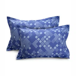 Huesland Blue & Yellow Geometric Printed 144 TC Cotton Queen Bedsheet Set 2.43 m x 2.23 m image 3