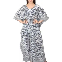 Fabric Venue Women Geometric Printed Kimono Sleeve Kaftan Maxi Dress-picture-24