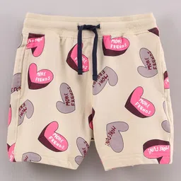 Doreme Knee Length Shorts Heart Print - Light Brown-picture-27