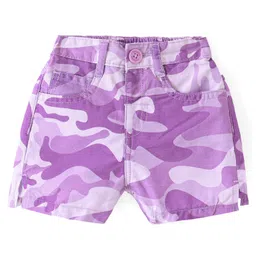 Babyhug Twill Woven Mid Thigh Length With Stretch Shorts Camouflage Print - Lavender-picture-15