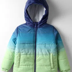 Babyhug Woven Full Sleeves Hooded Padded Jacket With Ombre Effect - Multicolor-picture-20