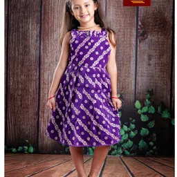 Bhartiya Paridhan Sleeveless Ethnic Dress With Floral Foil Print - Purple image 1