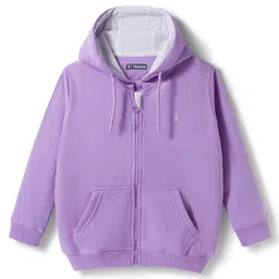 Pine Kids Knit Full Sleeves Solid Hooded Sweatjacket With Kangaroo Pockets - Lavender-picture-18
