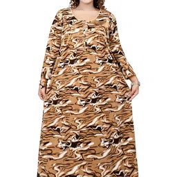 Bindass Female Collection Women Abstract Printed Long Sleeves Nightdress ZipStyleLXLXXL-picture-34