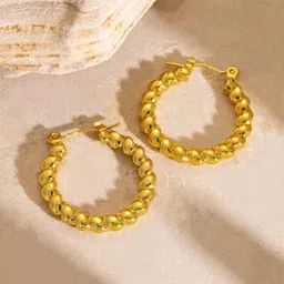 DressBerry Stainless Steel 18K Gold-Plated Anti-Tarnish Circular Shaped Hoop Earrings-picture-38