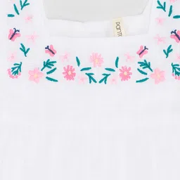 Pantaloons Baby Cotton Woven Flutter Sleeves Floral & Butterfly Embroidered Peplum Top - White image 3