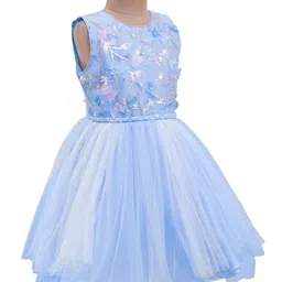 Pine Kids Woven Sleeveless Party Dress With Butterfly Applique & Sequin Detailing - Blue image 2