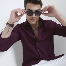 VASTRADO Men Classic Slim Fit Textured Spread Collar Casual Shirt-picture-35