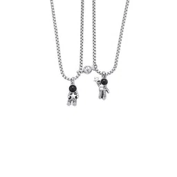 Teeragaj Set Of 2 Stainless Steel Quirky Shaped Pendants with Chains image 2