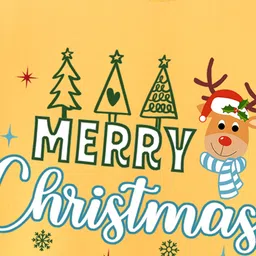 BLUSHES Christmas Theme 100% Cotton Half Sleeves Merry Christmas Text Printed Tee - Yellow image 4