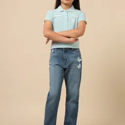U.S. Polo Assn. Kids Girls Regular Fit Mid-Rise Light Fade Jeans image 4