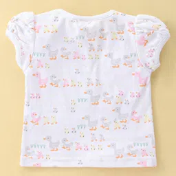 ToffyHouse Dungaree & Half Sleeves T-Shirt Set Duck Embroidery & Print - Navy Blue image 4