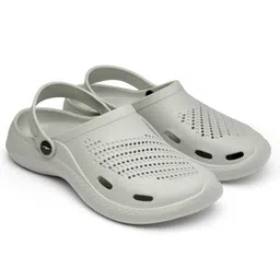 asian Solid With Back Strap Perforated Clogs - Light Grey image 5