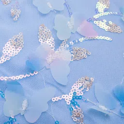 Pine Kids Woven Sleeveless Party Dress With Butterfly Applique & Sequin Detailing - Blue image 4