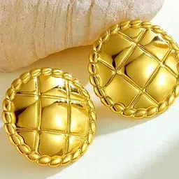 DressBerry Stainless Steel 18K Gold-Plated Circular Shaped Studs-picture-32