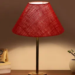 Aura Maroon Metal Traditional Cylindrical Shaped Table Lamp image 5