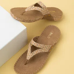 Inc 5 Women Round Toe Printed Slip-On T-Strap Flats with Laser Cuts image 1