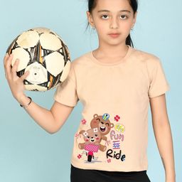 NUSYL Girls Graphic Printed Round Neck Short Sleeves Cotton T-shirt-picture-37