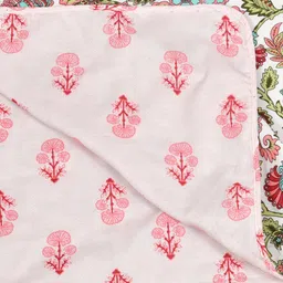 Shubastik Red and White Floral 120 GSM Pure Cotton Reversible Double Bed Dohar image 5