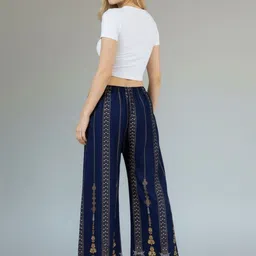 LASAFIYA Women Ethnic Motifs Printed Knitted Wide Leg Ethnic Palazzos image 4