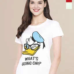 Metronaut Women Pack Of 3 Typography Printed Round Neck Cotton Donald Duck T-shirts-image-39
