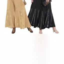 MIXFIT Women Pack Of 2 Embellished Flared High-Rise Pleated Trousers-image-89