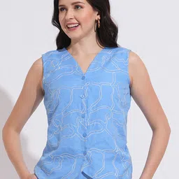 Fashfun Women Embroided Waistcoat Vest Top-image-54