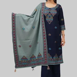 Tones-N-Shades Floral Woven Design Velvet Unstitched Dress Material-picture-11