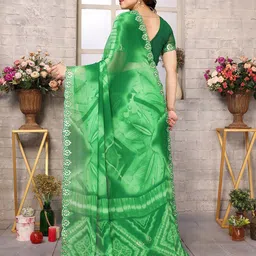 The Textile Hub Tie & Dye Mirror Work Pure Georgette Saree image 4