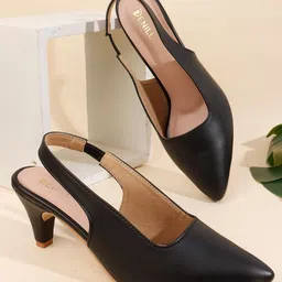 Denill Women Solid Slingback Synthetic Leather Kitten Sandals Heels-image-22