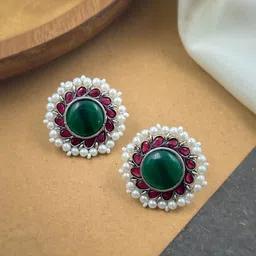 NAMAN ARTS Floral Studs Earrings-picture-29