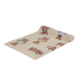 haus & kinder Off White & Brown 2 Pieces Printed Cotton Single Bed Blanket & Toy image 5