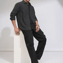 HIGHLANDER Men Spread Collar Grid Tattersall Checked Cotton Casual Shirt image 3