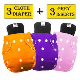 Babymoon Washable & Reusable Cloth Diaper Pocket With Bamboo Charcoal Insert Pack of 6 - Pink Blue Orange-picture-25