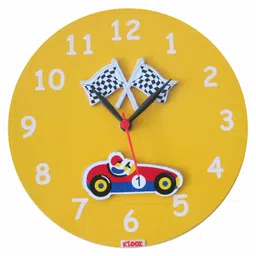 Kidoz Battery Operated Silent Movement Racing Car Clock - Yellow-picture-22