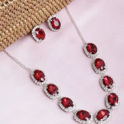 Sangria Stone-Studded Jewellery Set image 1