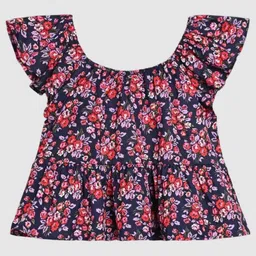 GAP Girls Floral Printed Flutter Sleeve Regular Peplum Top-picture-57