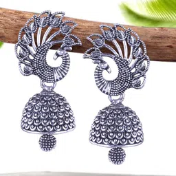 DIVASTRI Peacock Shaped Jhumkas Earrings image 3
