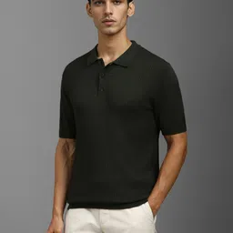 Louis Philippe Men Self Design Polo Collar T-shirt image 4