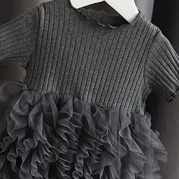 Xsole Girls Ruffles flared Sleeve Fit & Flare Midi Dress image 3