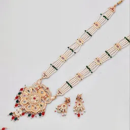 Rozy Styles Artificial Pearl & Kundan Studded Jewellery Set image 4
