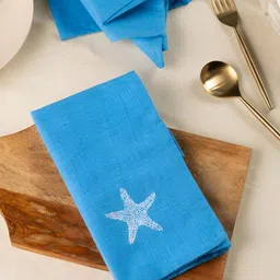 Glimpse Homes Set Of 6 Blue Embroidered Table Napkins image 4