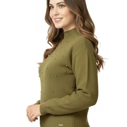 LASOON Women Woollen Pullover with Embellished Detail image 5