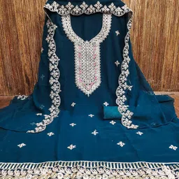 Maroosh Embellished Silk Georgette Unstitched Dress Material image 3